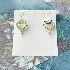 Kendra Scott Joelle Gold White Crystal Huggie Earrings New w/dust bag